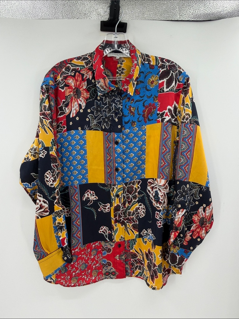 Gerard Darel Women's Long Sleeve Patchwork Button Down Shirt - Multicolor - 42